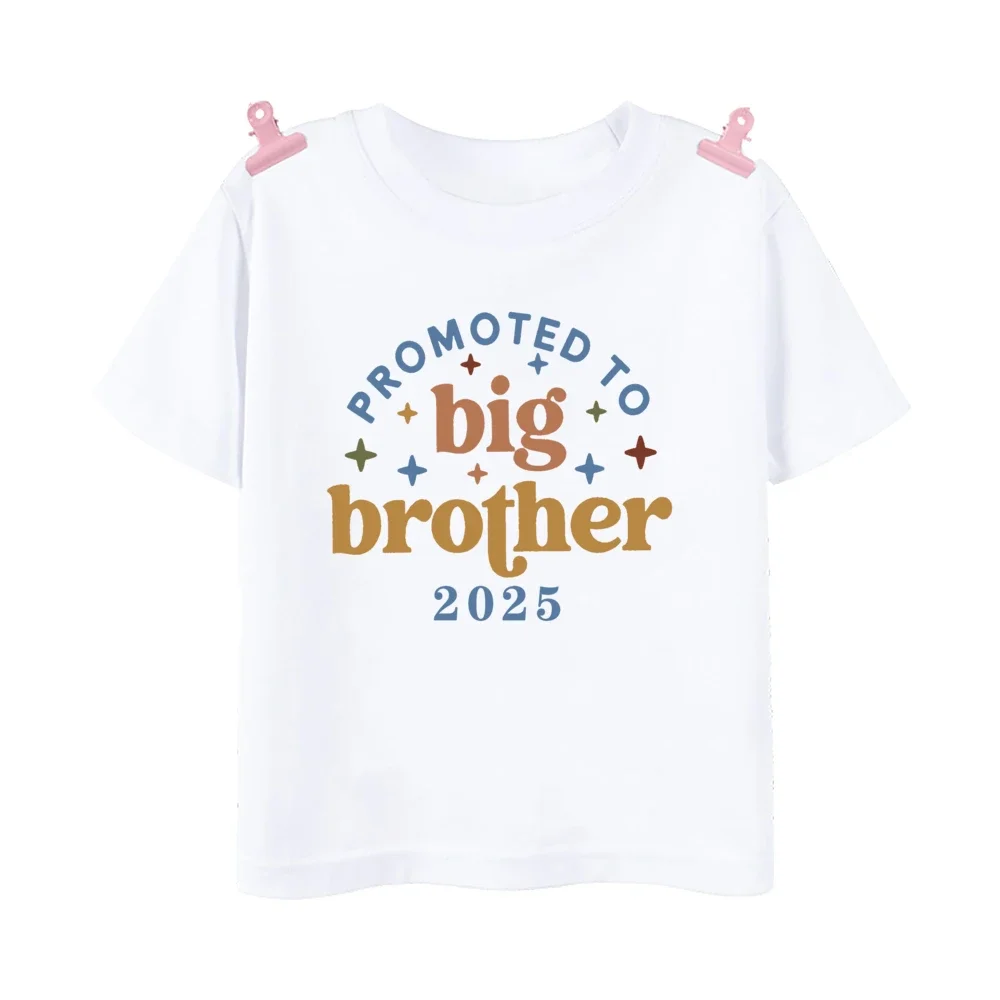 Big Brother Est 2025 Print Kid T-Shirt Child Summer T Shirt Tops Pregnancy Announcement Boys Shirts Toddler Short Sleeve Clothes 5