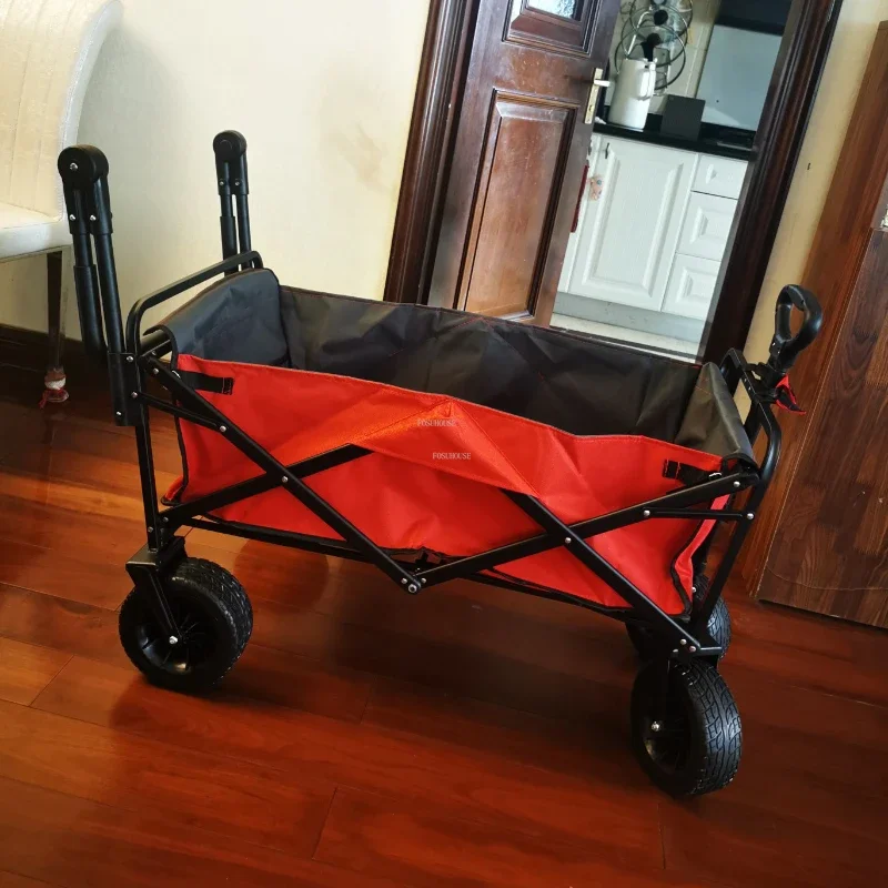 Foldable Garden Carts Courtyard Stroller Outdoor Camping Beach Trolley Home Shopping Camp Trailer Portable Hand-pulled Camper L