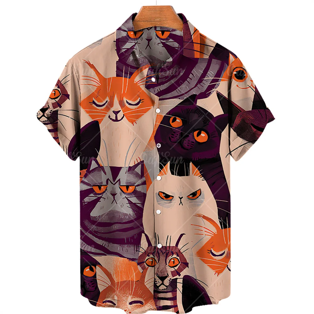 2023 men's shirt animal cat print shirt pattern T shirt fashion short