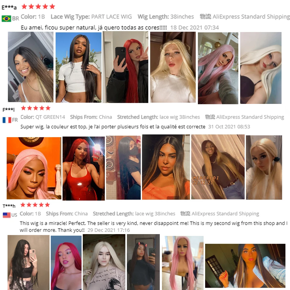 FREEDOM Synthetic Lace Wig 38 Inch Deep Part Long Straight Wig Ombre Pink Cosplay Wigs For Black Women lace front wig