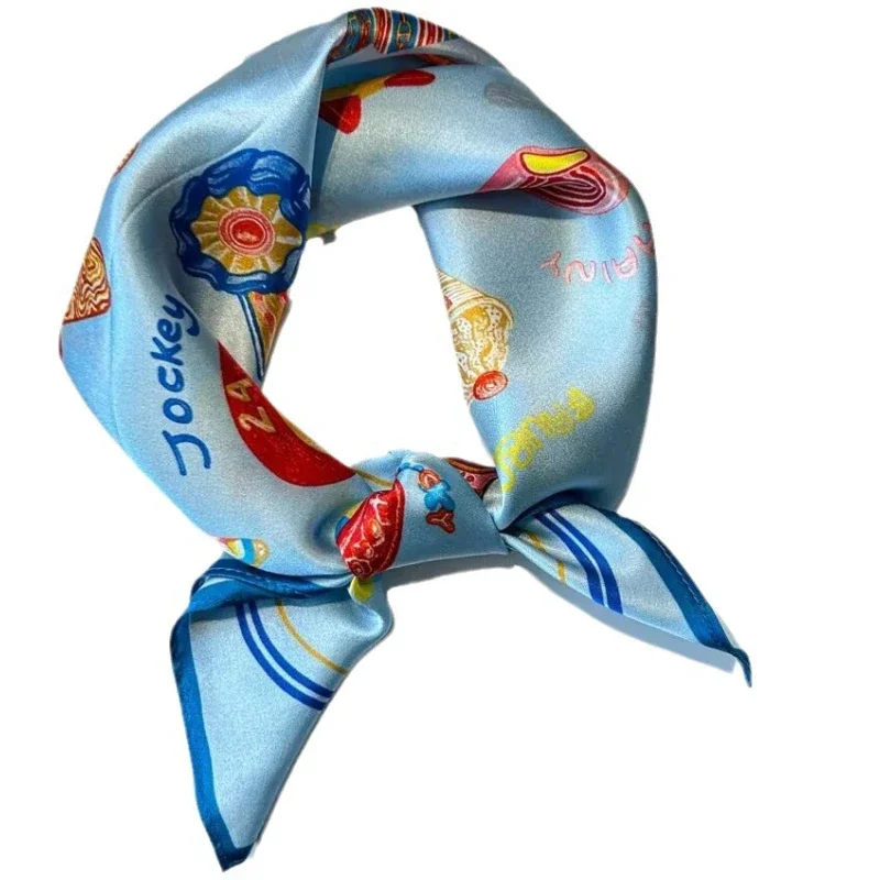 Summer Party Neck Scarf for Girls 100% Mulberry Silk Neckerchief Wrap Square Bandana Hijab Women Fashion Kerchief Scarves SD0404