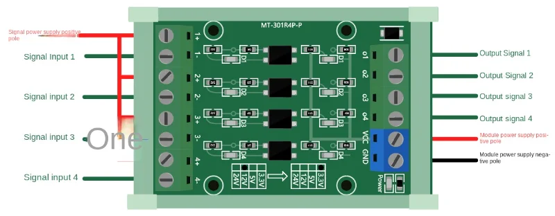 Módulo de conmutación de nivel de 4 canales con aislamiento (12V a 3,3 V)