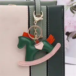 Charming Cartoon Pony Keychain Leather Rocking Horse Pendant Gift (I)