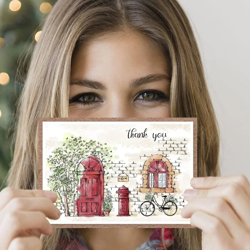Clear Rubber Stamps 1Sheet Street Scenery Tree Door Bike Windows Postbox