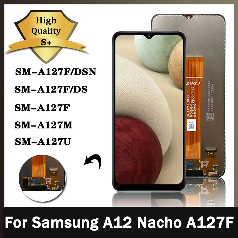 

6,5 "Новый ЖК-дисплей для Samsung A12 Nacho SM-A127F A127 A12S, ЖК-дисплей с рамкой, сенсорный экран, дигитайзер в сборе, замена