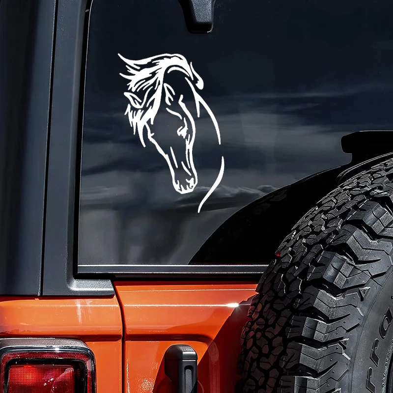 22029# Horse Decal 4 Pack Horse Heartbeat, Detailed Horse Head Car Sticker Waterproof Vinyl Decal Car Accessories