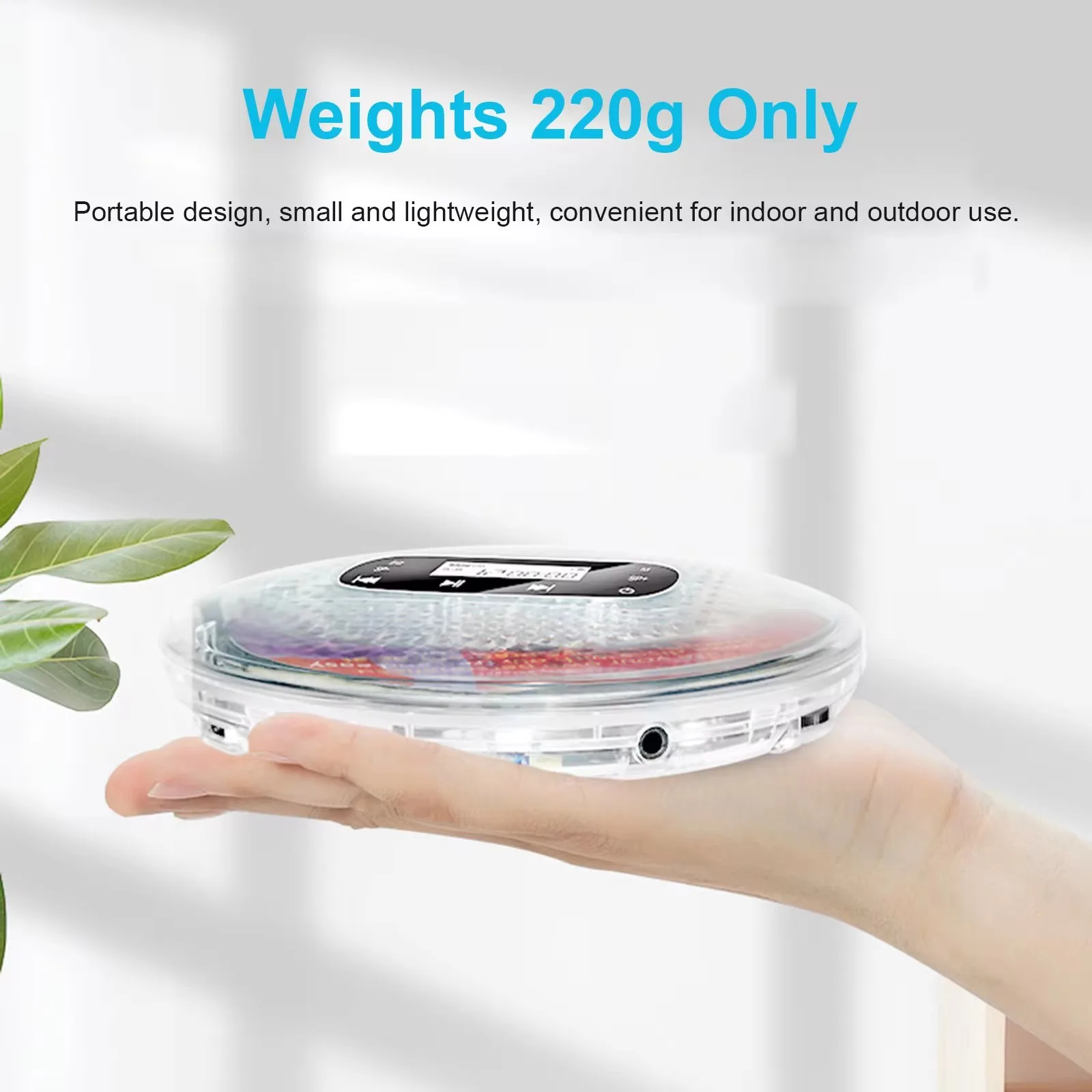 Music Player Portable CD Player with 3.5mm Wired Headphones Support TF Card
