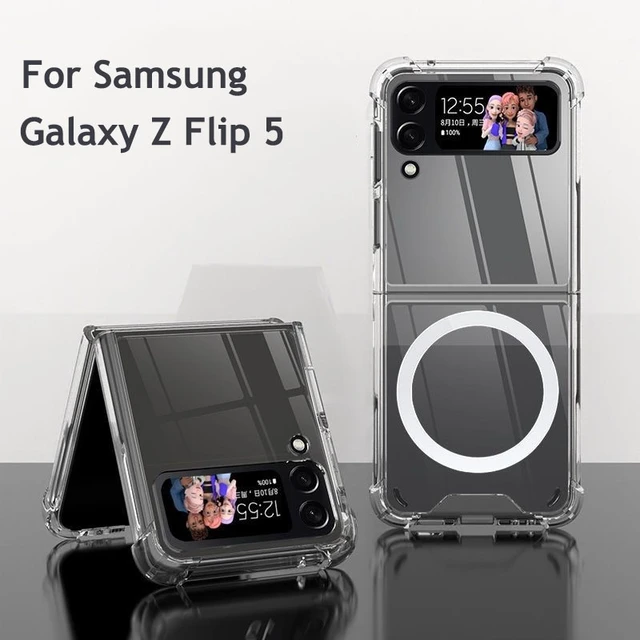 Magnetic Clear Case for Samsung Galaxy Z Flip 5 4 3 Case Shockproof TPU+ PC Transparent  Cover for galaxy Z Flip 5 Flip5 ZFlip5 - AliExpress