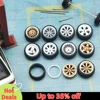 Kicarmod 1/64 Model Car ABS Wheels with Rubber Tire Rivet Axle Metal Rims Diameter 11mm Refitting Parts For Model Car Hot Wheels 1
