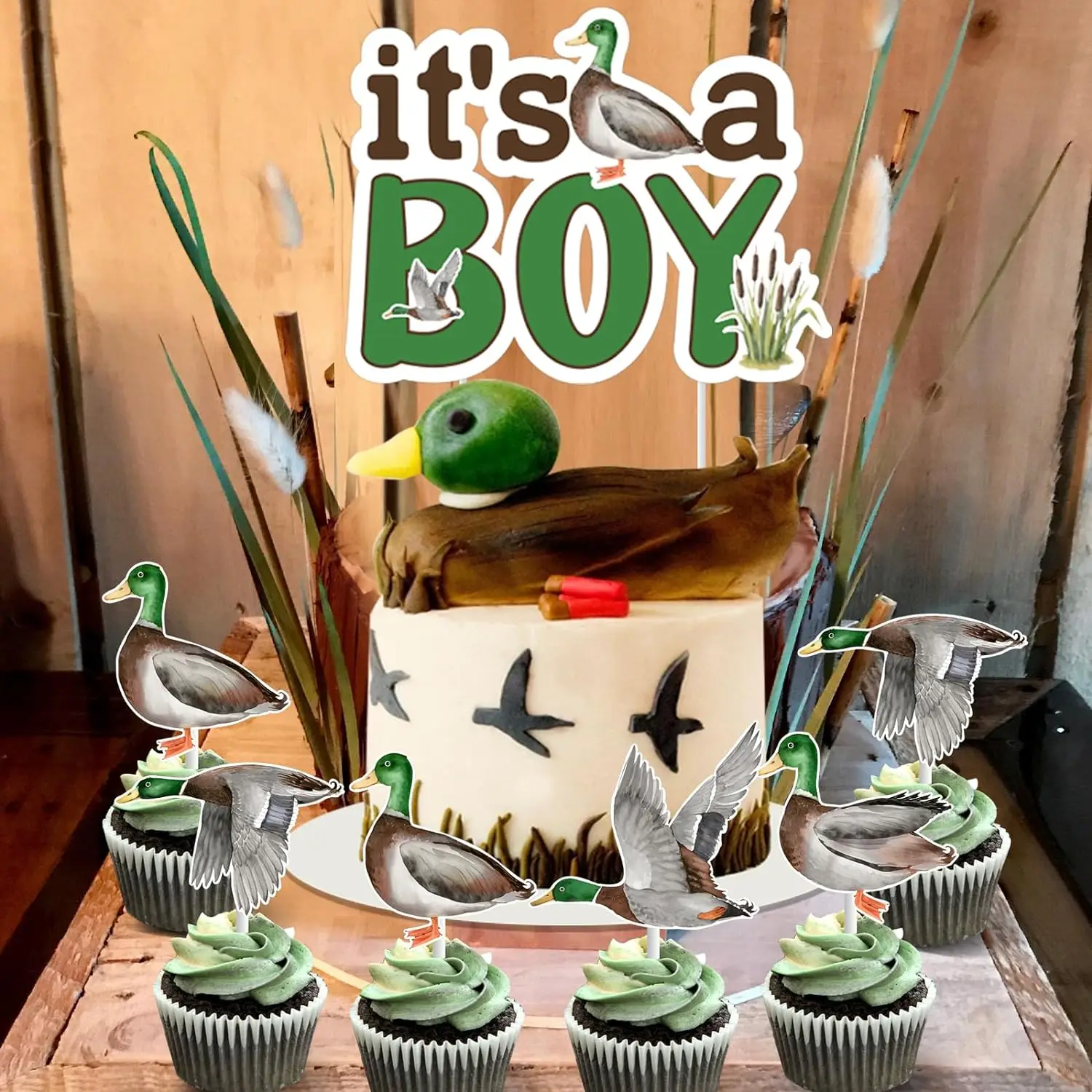 Rakuto 40pcs Mallard Duck Cupcake Toppers - Baby Shower Decorations, It's A Boy Party Supplies - View #11