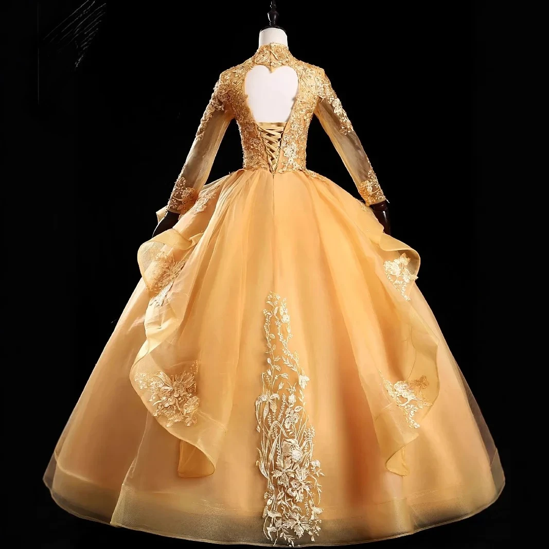 Customized Mexican Long Sleeve Prom Occasion Dresses V Neck Applique Ball  Gown Women Birthday Party Dress Sweet 15 Quinceanera - AliExpress 200000345