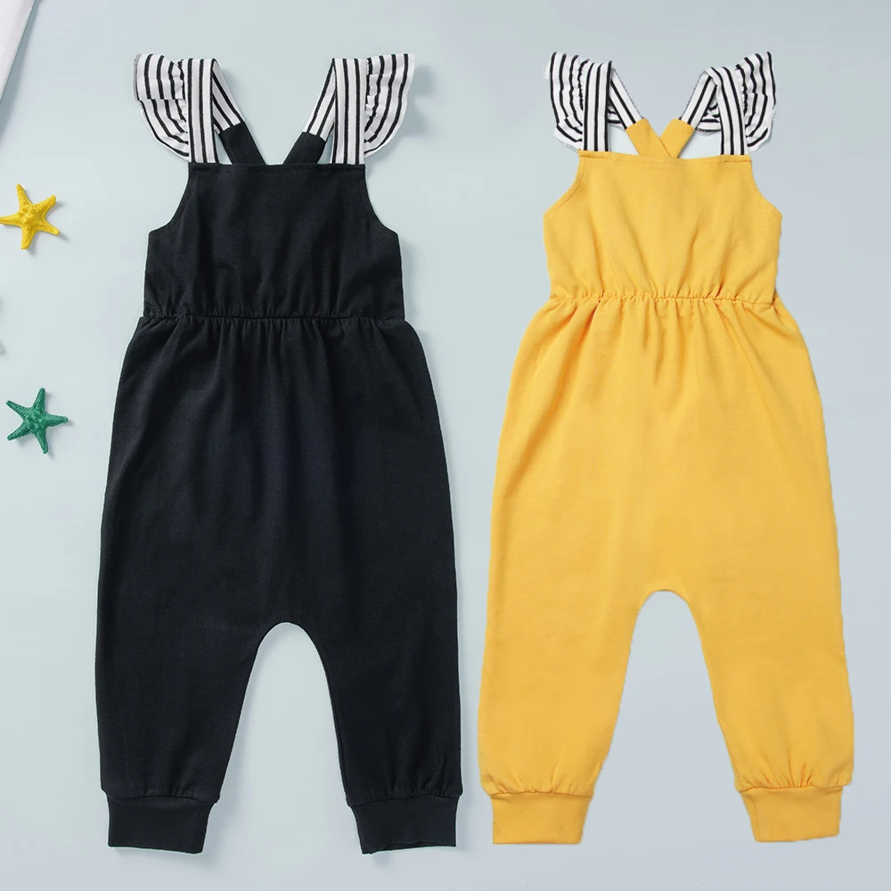 

0-2 Year Old Newborn Jumpsuit Baby Girls Flying Sleeve Long Pants Crawling Suit