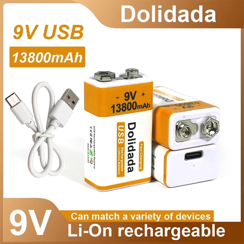 

100%New Original 2023 Best-selling 9V 13800Mah+USB Fast Charging Line LI-ION Rechargeable Battery for Electric Fan Flashlight