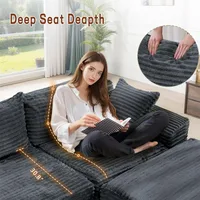 108-inch L-Shape Modular Sectional Sofa with Chaise, Cloud-Soft Corduroy Fluffy Couch for Comfortable Living Room Seating 5