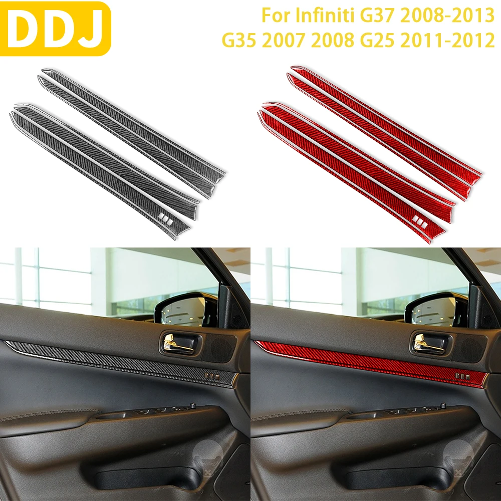 

For Infiniti G37 2008-2013 G25 2011 2012 G35 2007-2008 Accessories Car Carbon Fiber Interior 8pcs Door Panel Cover Trim Sticker