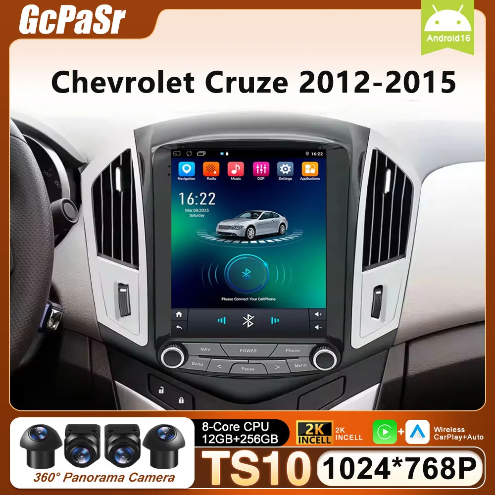 Radio para Auto con Pantalla de 9.7" y Android 16 para Chevrolet Cruze 2012-2015, Reproductor Multimedia, GPS, Navegación, Unidad Principal Estéreo, 5G WIFI, NO2Din 1