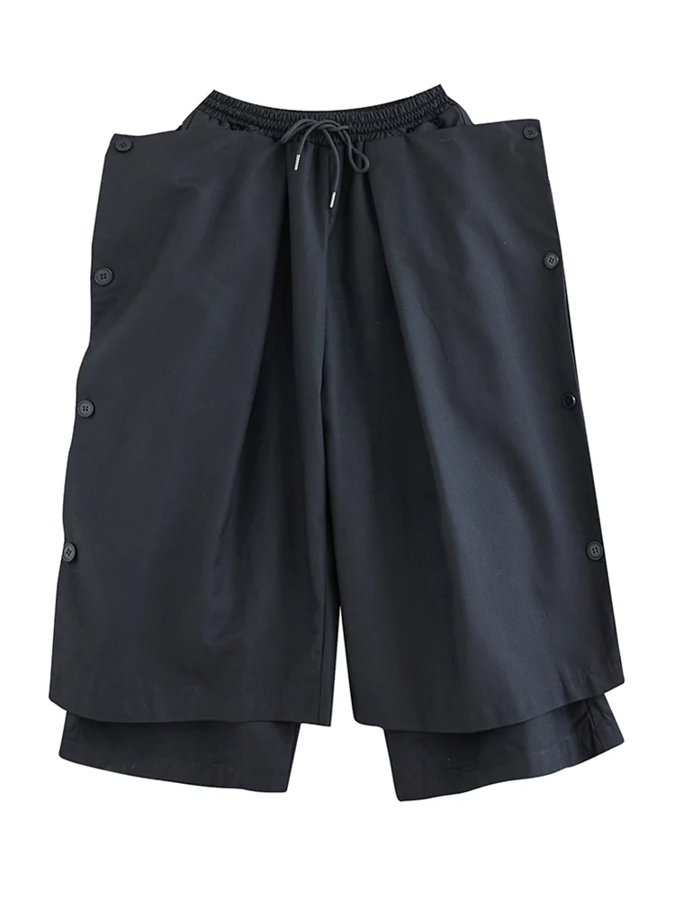 Black Vintage Button High Waist Wide Leg Pants Women New Casual Loose Oversize Trousers Fashion Streetwear Autumn Winter 2025