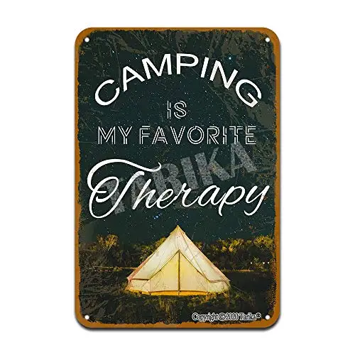 

Camping is My Favorite Therapy Iron Poster Painting Tin Sign Vintage Wall Decor for Cafe Bar Pub Home Beer Decoration Crafts