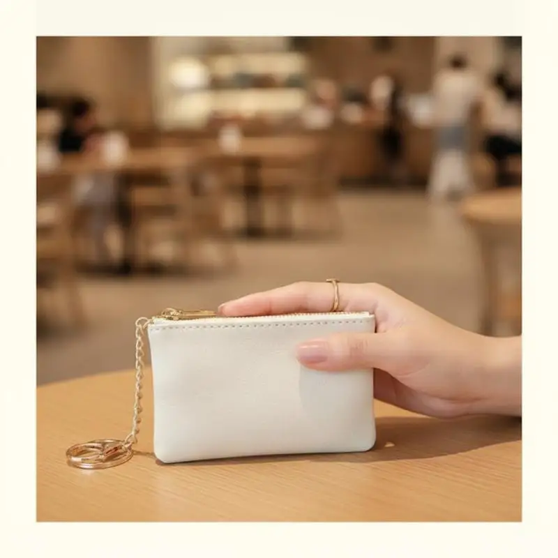 Portamonete Mini in Pelle PU con Portachiavi Dorato, Cerniera Liscia, Stile Carino e alla Moda, Adatto per Tasche dei Jeans, Ideale per Gite nel Weekend - immagine 5