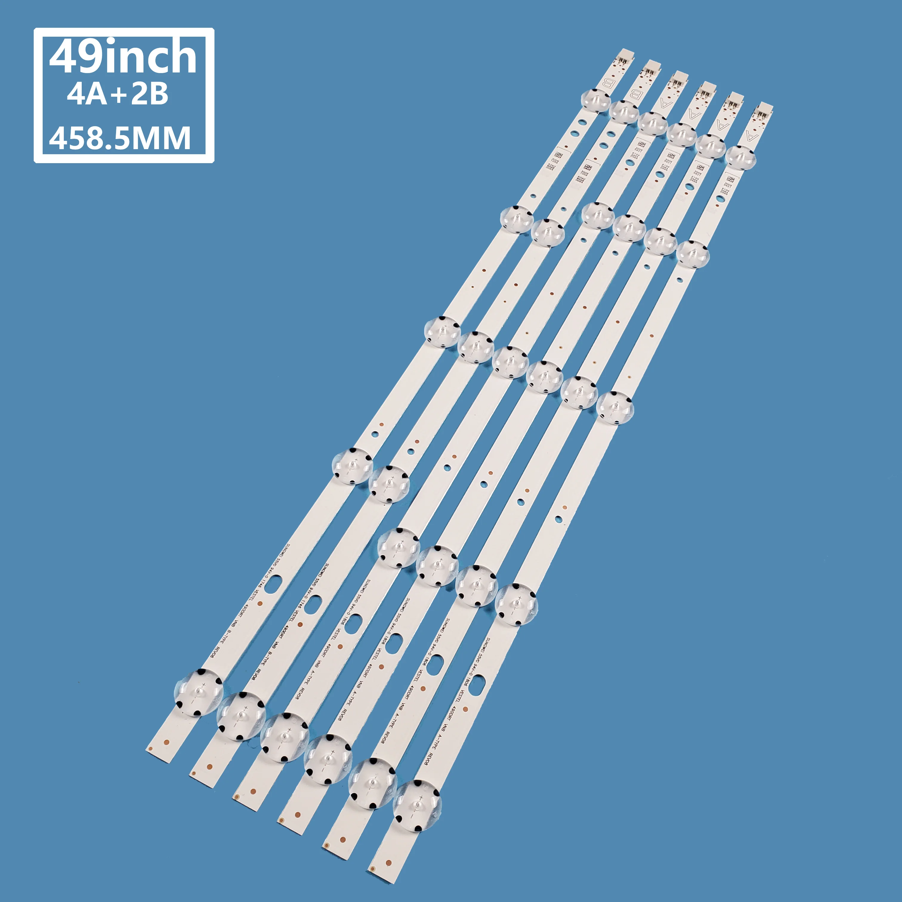 Для TV Vestel 490DRT VNB A B-TYPE REV08 49HE4000 49L3753DB VES490UNDS 49 дюймов Светодиодная лента подсветка 4A + 2B 5 светодиодов 460 мм