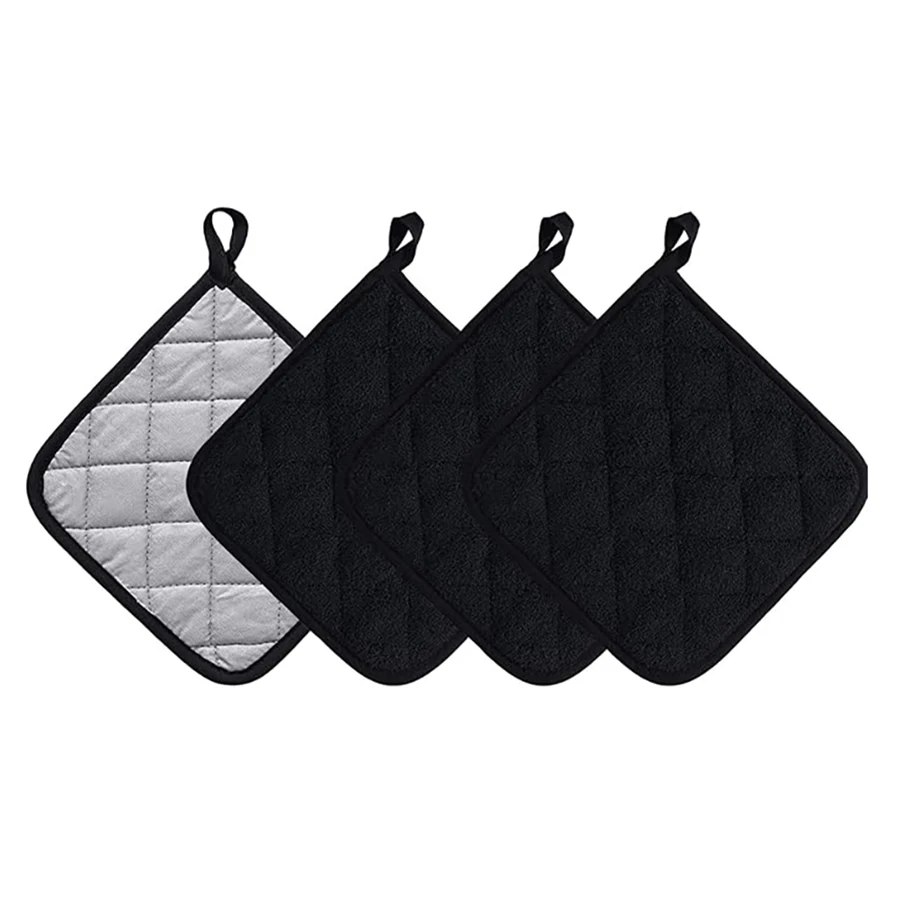 Zestaw Podkładek Kuchennych Odpornych na Ciepło z Czystej Bawełny Podkładki Pod Garnek Podstawki Duże Podkładki Pod Gorące Naczynia 4 szt. 17x17cm Frotte Podkładki Pod Garnek