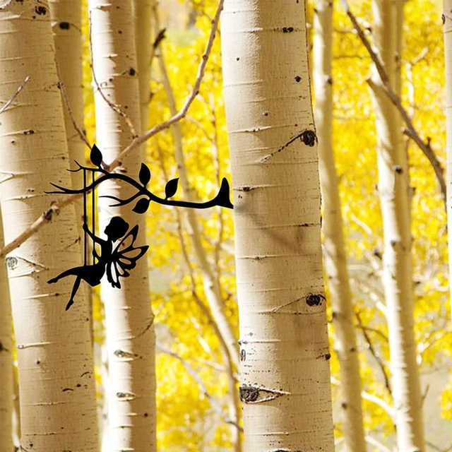 Kreatív Lengő Pillangó Tündérek Fémszobor Művészet Sziluett Fa Függő Dekoráció Kültéri Kerti Hátsó Udvarok - Image 3