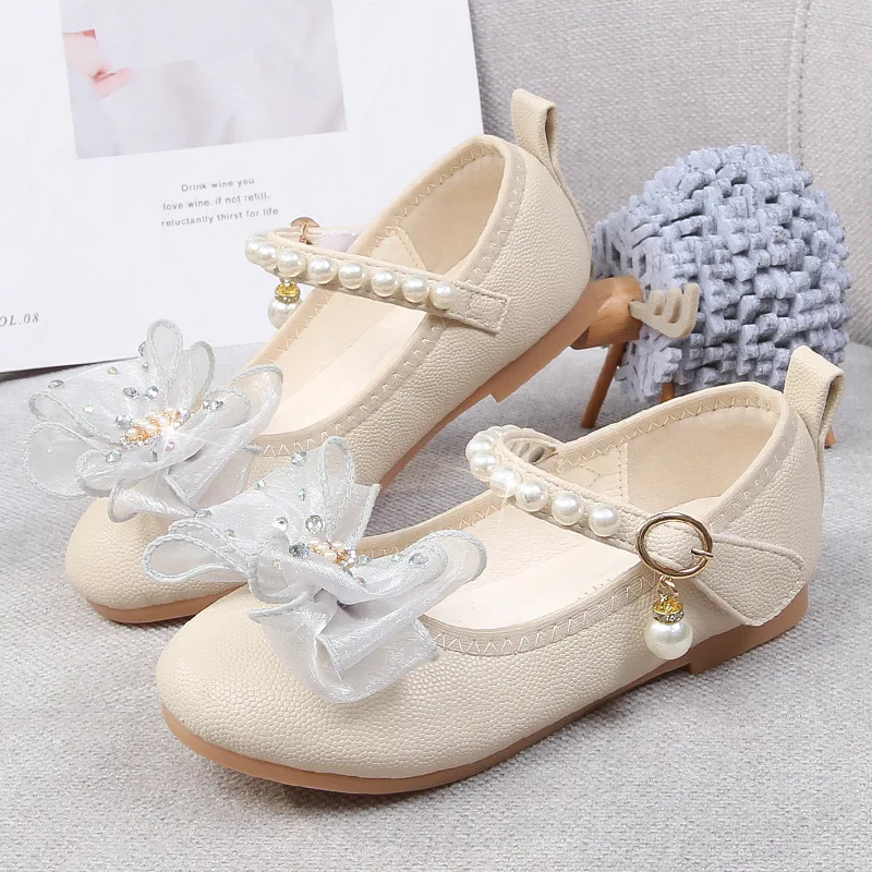 Girls' Princess Shoes Spring/summer New Children's Bow Soft Sole Comfortable Shoes Kids Dance Party Performance Flat