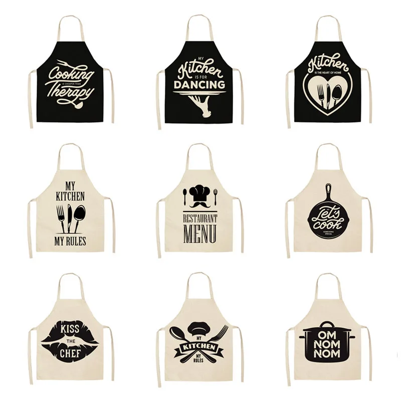 

Кухонный Фартук без рукавов, из женские фартуки хлопка, с черно-белым узором, 1 шт.