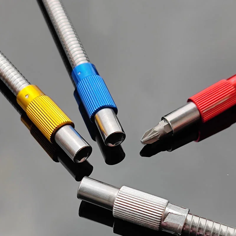 1pc Flexible Drill Bit Extension Hexagonal Shank Bendable Impact Bit Extension Universal 30cm Metal Flexible Shaft Extension Bit