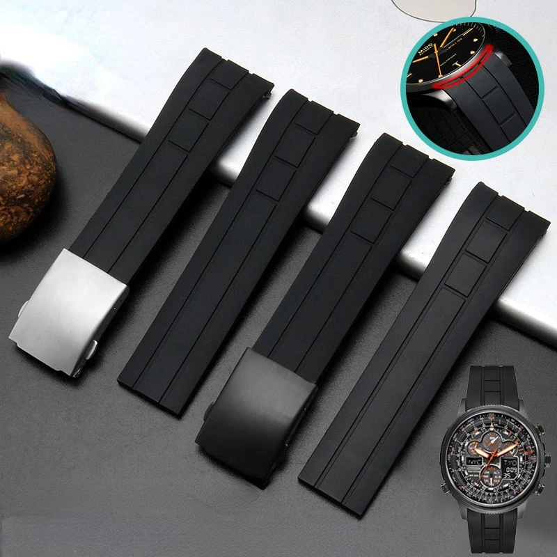 Cinturino Per Orologio In Silicone Per Citizen Air Eagle Arc Mouth Gomma Mido Timone M005 Accessori Per Cinturino Nero Impermeabile 23Mm
