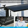 2/3-Seat Outdoor Patio Porch Swing with Adjustable Aluminum Alloy Canopy Solar Patio Swing Chair Bench 4