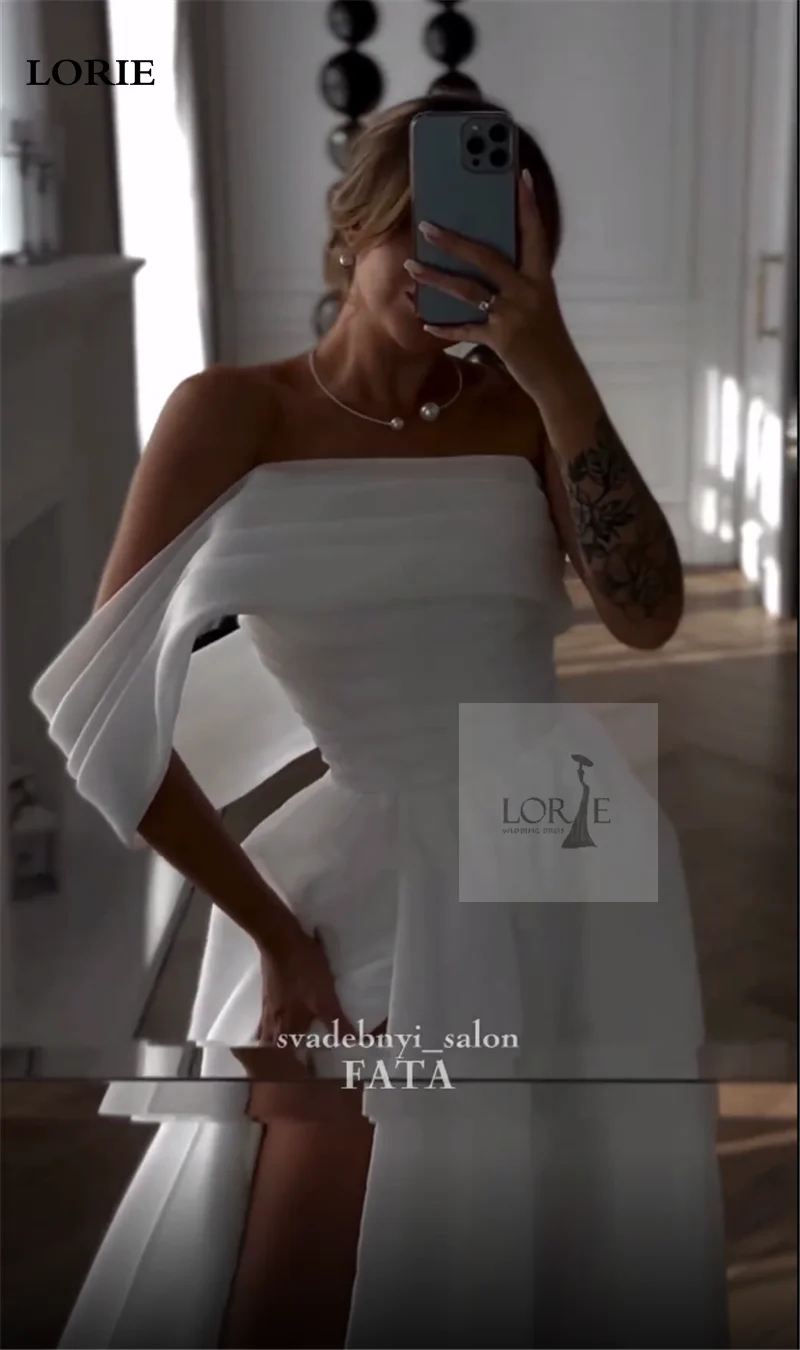 LORIE White Ivory Wedding Dress A Line Side Split Bride Dress Off The Shoulder Princess Women Wedding Party  Gowns2024 Customizd 2