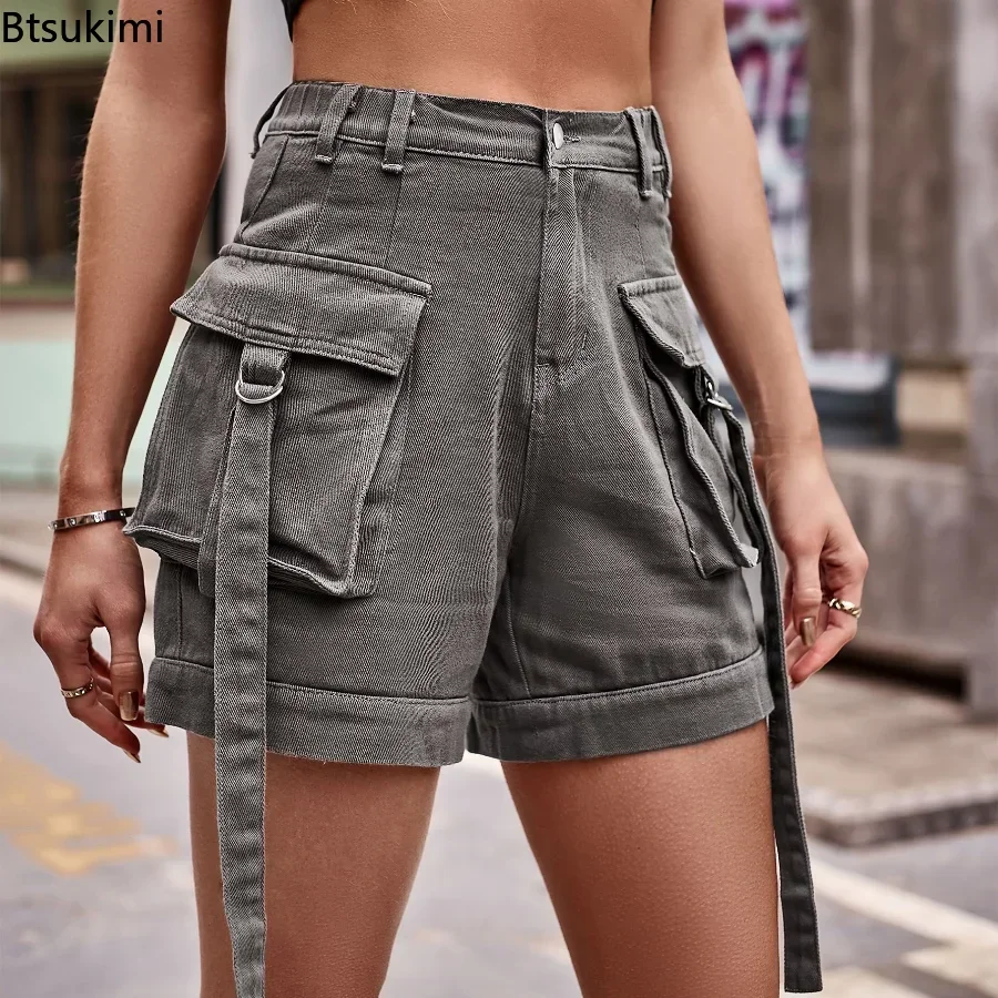 New 2025 Women's Summer Jeans Shorts High Waisted Wide Leg