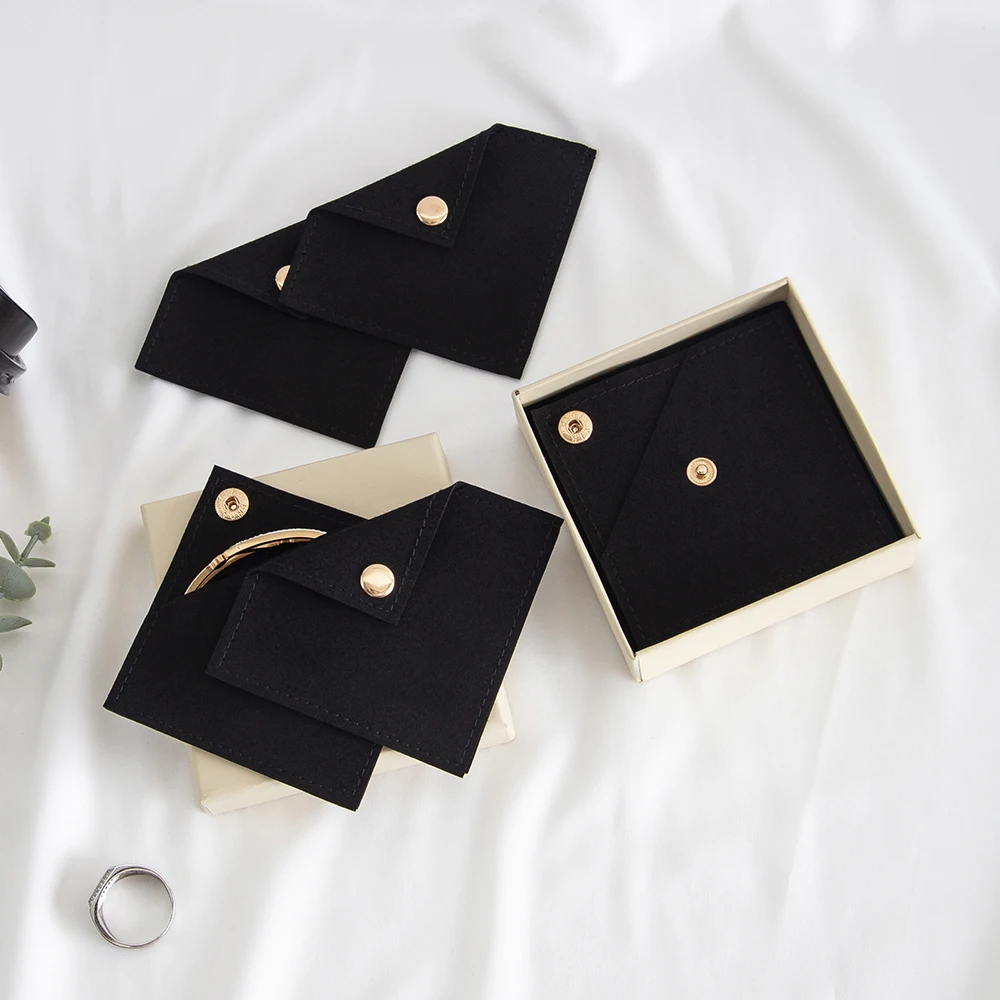 Elegant Suede Microfiber Jewelry Pouch with Button Closure