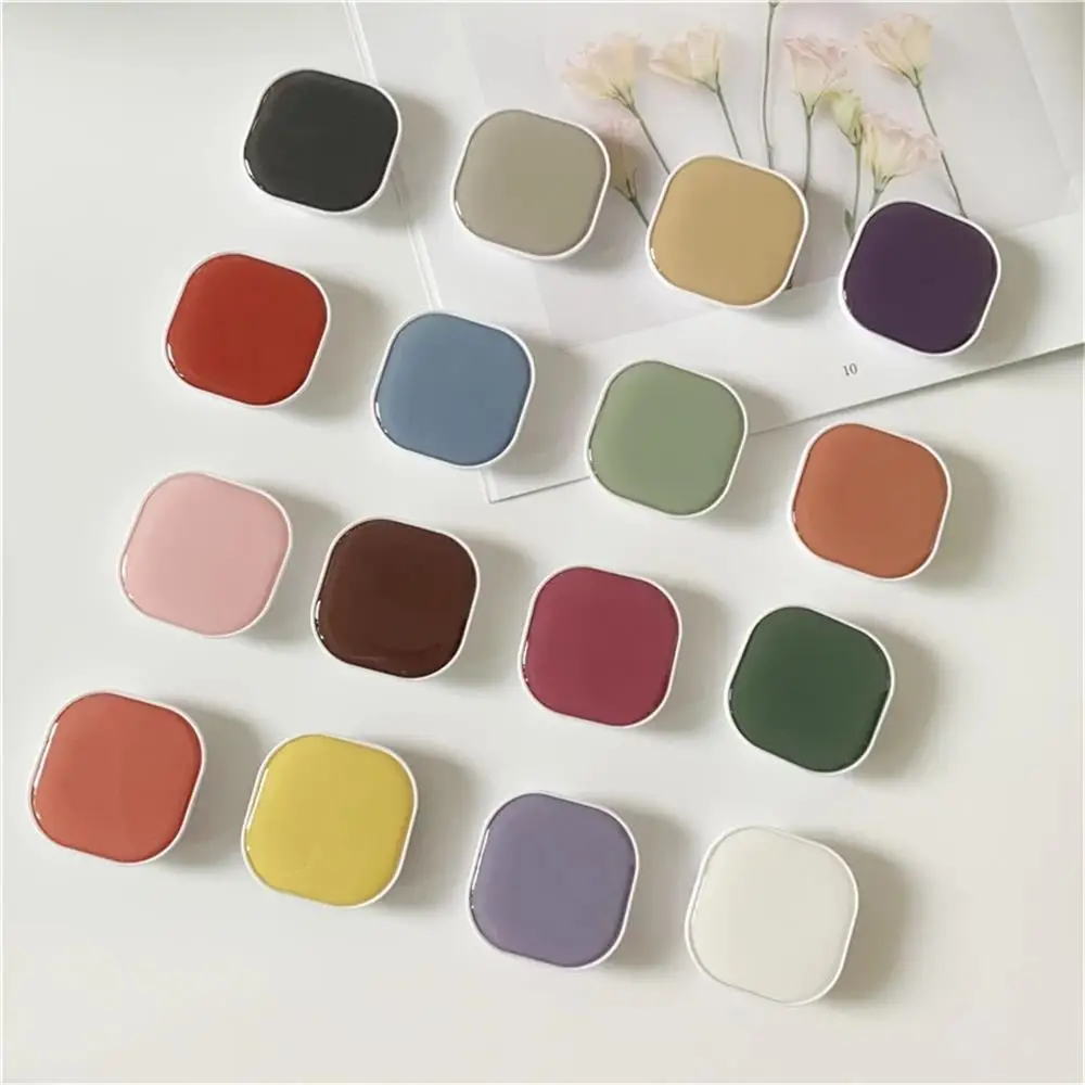 Square Solid Color Universal Phone Holder Stand Cute Fold Finger Shrink Grip Tok Bracket Accessories Socket For iPhone Redmi iphone stand