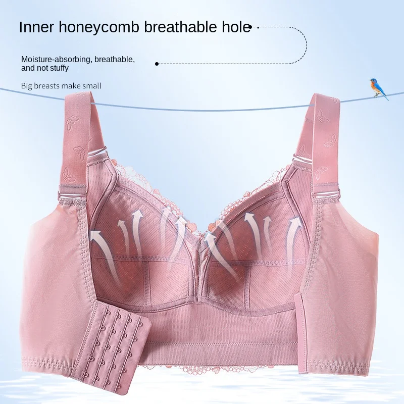 Adjustable Underwear for Women Large Size Full Cup Push up Breast Holding Anti-Sagging Big Chest Small Summer Thin Bra