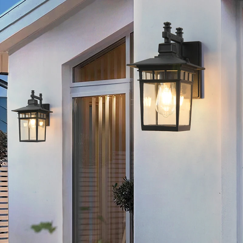 LED outdoor waterproof wall lamp iron painted garden balcony corridor wall lamp minimalist decorative AC110-220V