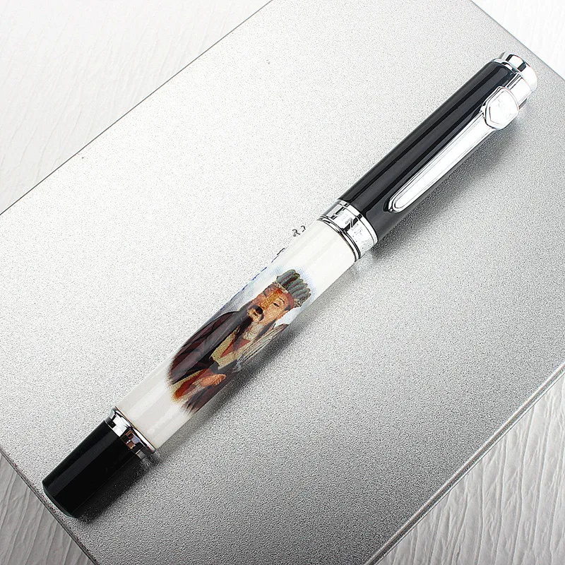 Jinhao 세라믹 만년필 금속 실버 클립 잉킹 펜, 0.5mm 미세 펜촉, 학교 사무용품 문구류