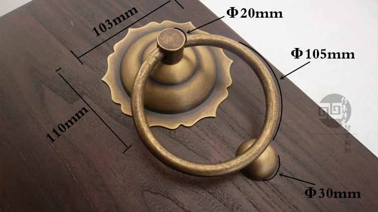 IMPEU Decorative Door Knocker strike plate, Brass Ball Nail, Antique Bronze color
