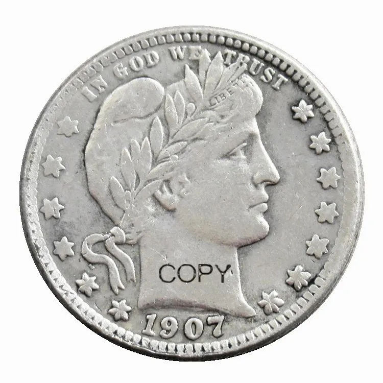 

США 1907 P/D/O/S Парикмахерская четверть доллара Посеребренная копировальная монета