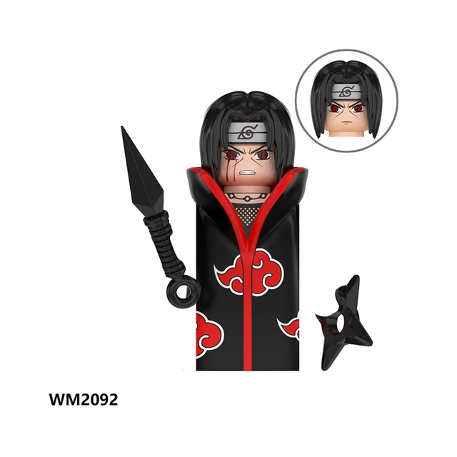 Naruto Sasuke Kakashi Akatsuki bricks Building Blocks Anime cartoon Mini Action Figures Heads Assembly Toys kids Birthday Gifts Trans-light Blue