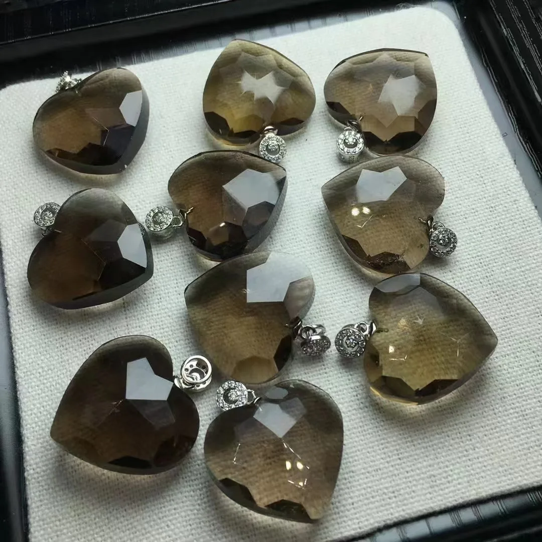 1 Pc Natural Smoky Quartz Heart Pendant 925 Sterling Silver Faceted Heart Crystal Reiki Healing Stone Jewelry Gift For Women Men 8 S12c92c45c398485db108ed1ea939fb7cA