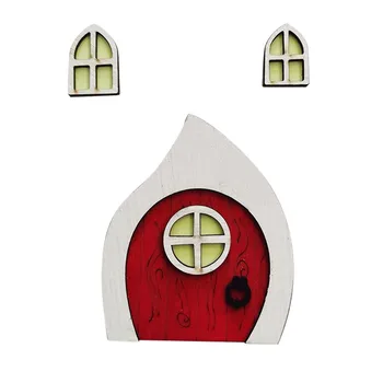 Wooden House Miniature Home Windows Door Mini Door Window Tree Decoration For Yard Lawn Xmas Tree Hanging Ornaments Navidad Xmas 3