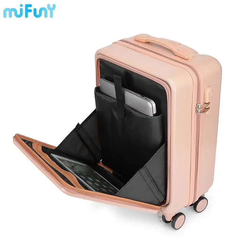 

MiFuny Rolling Luggage Carry on Luggage with Wheels Front Open Boarding Suitcase Side Open Pull Rod Case Business Travel Trolley