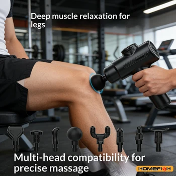 Electric Deep Tissue Massage Gun with 8 Interchangeable Heads for Arms Back Legs & Full Body, Portable Device for Sport