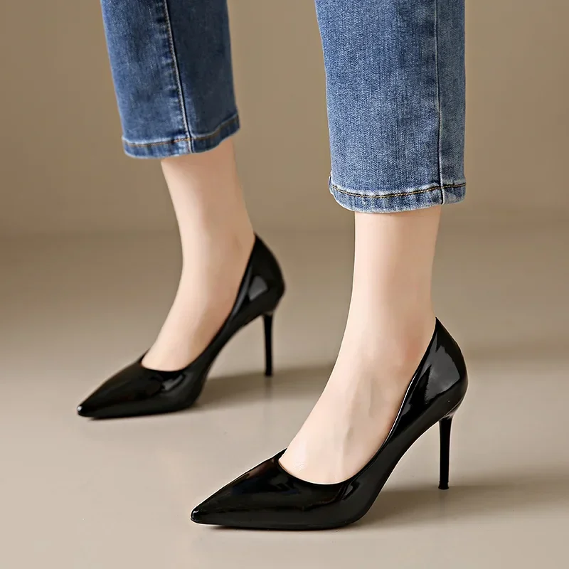 

Туфли женские на высоком каблуке, заостренный носок, без застежки, высокий каблук-шпилька, банкетная Современная обувь для женщин