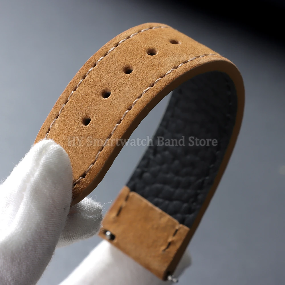 Suede Leather Watch Strap with Butterfly Buckle and Quick Release