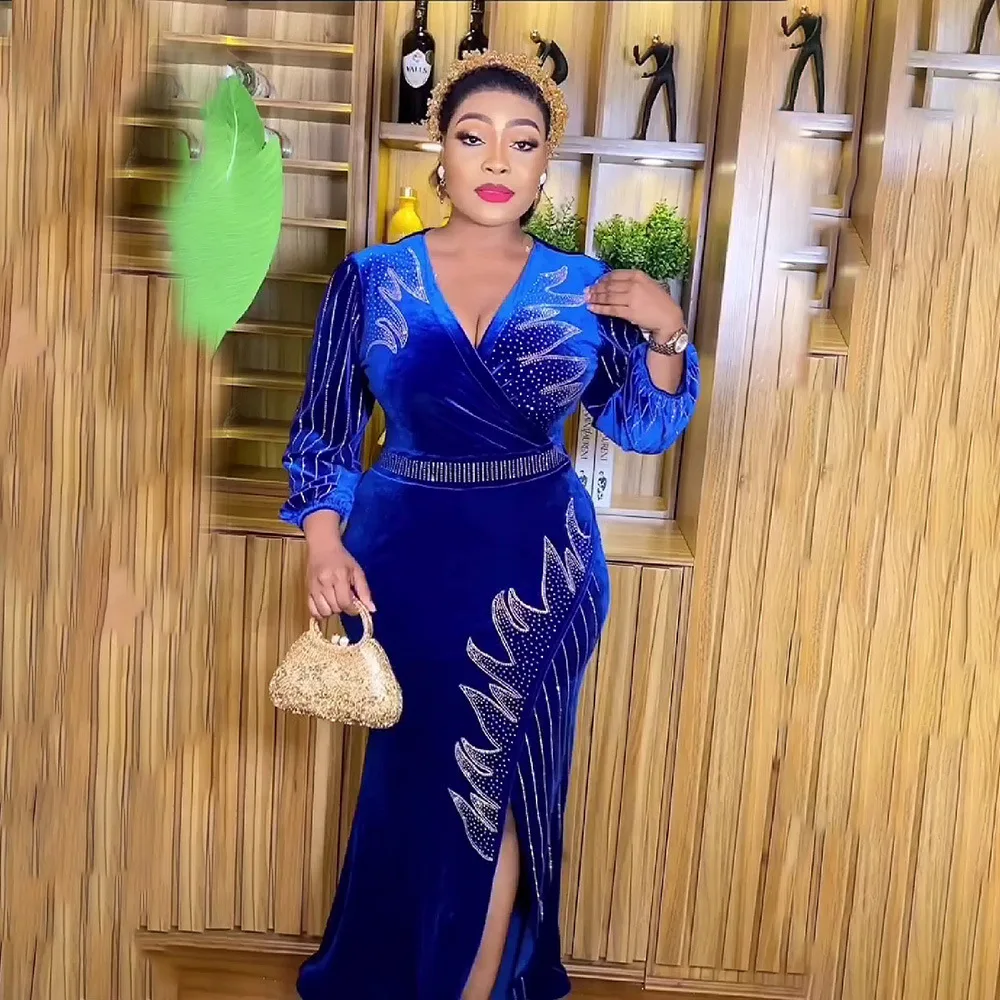 

2023 Luxury Evening Dresses For Women Plus Size African Wedding Party Long Dress Turkey Outfit Dashiki Ankara Africa Clothing