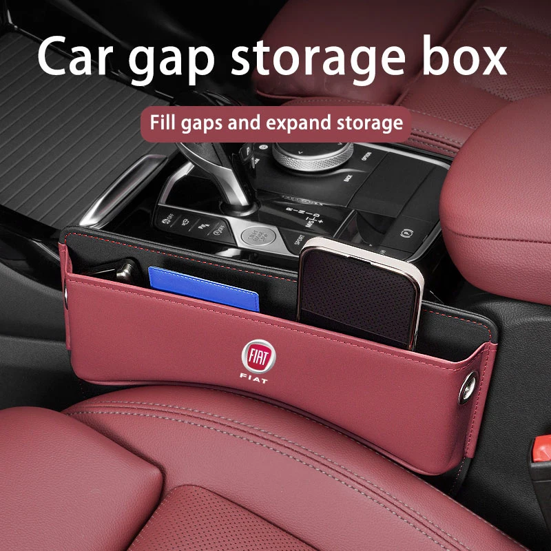 Per Fiat Punto 500 Panda Abarth Tipo Palio Ducato Junto Car Seat Gap Organizer Leather Auto Console Side Fessura Storage Box