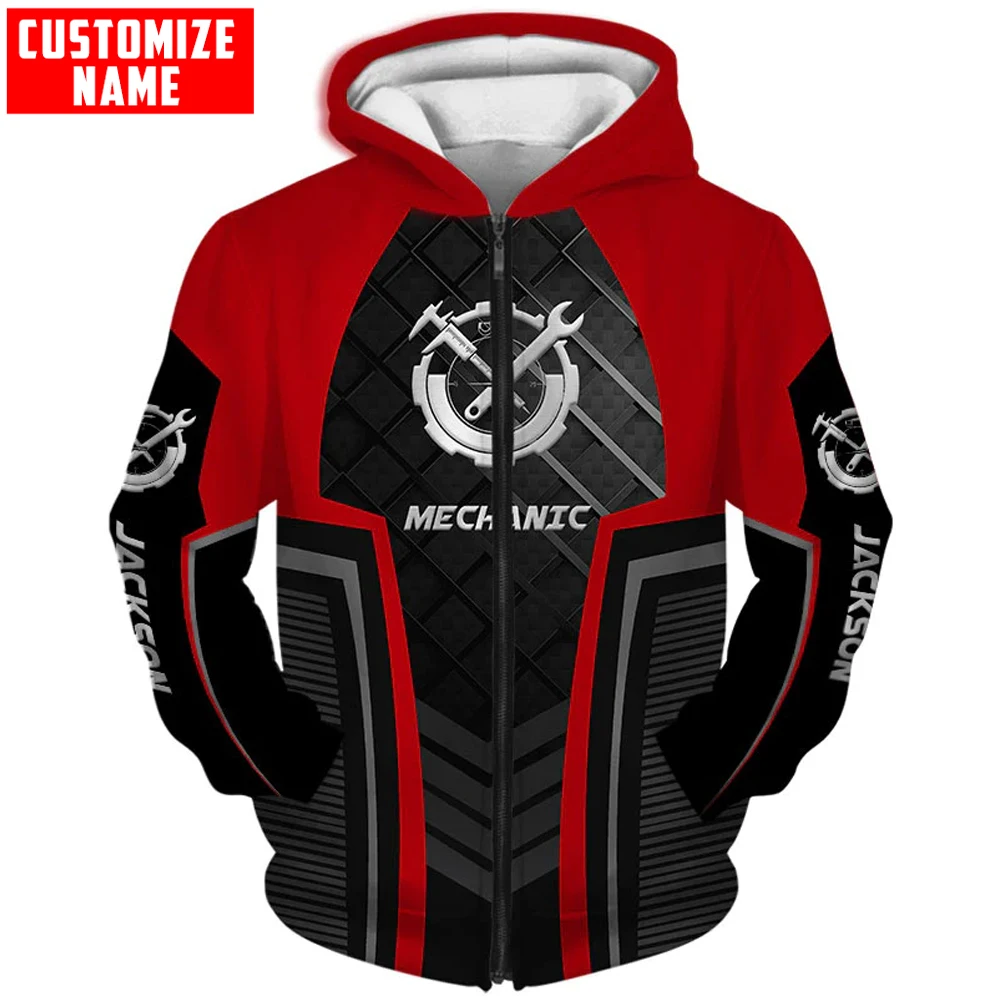 PLstar Cosmos Personalized Name Mechanic Metal 3D All Over Printed Men's Hoodie & Sweatshirt Unisex Casual zip hoodies DK537